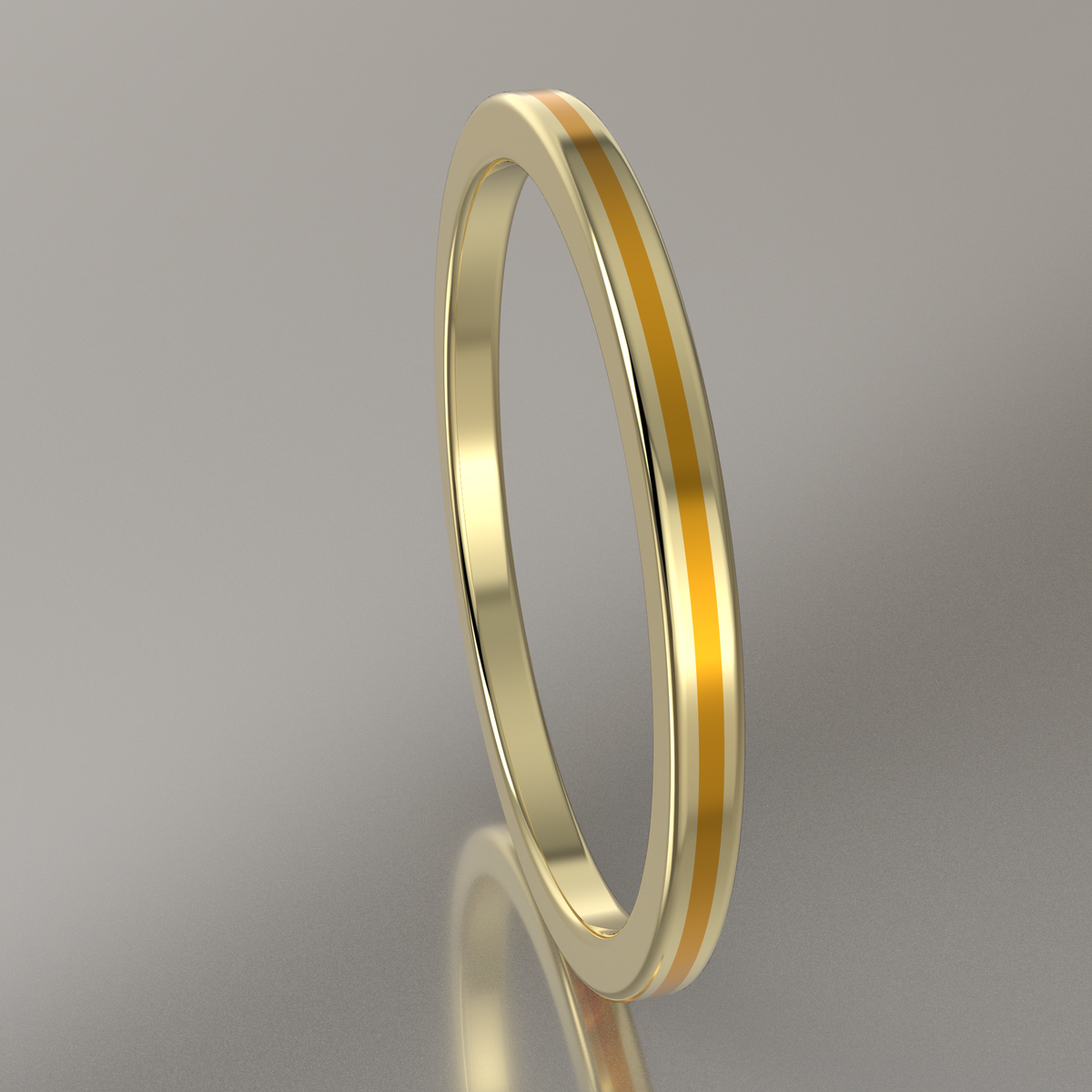 Polished Yellow Gold 1.5mm Stacking Ring Yellow Resin