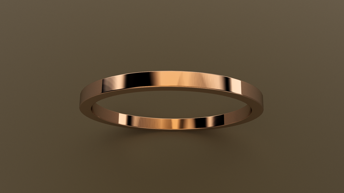 Polished Rose Gold 1.5mm Flat Wedding Band