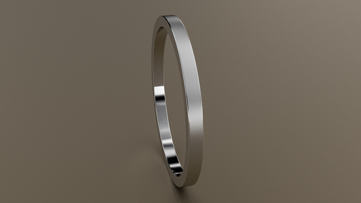 Brushed White Gold 1.5mm Flat Wedding Band