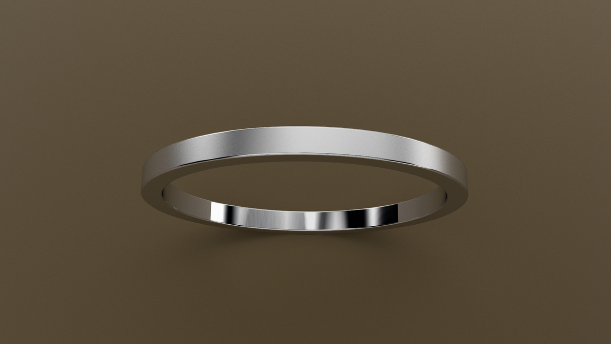 Brushed White Gold 1.5mm Flat Wedding Band