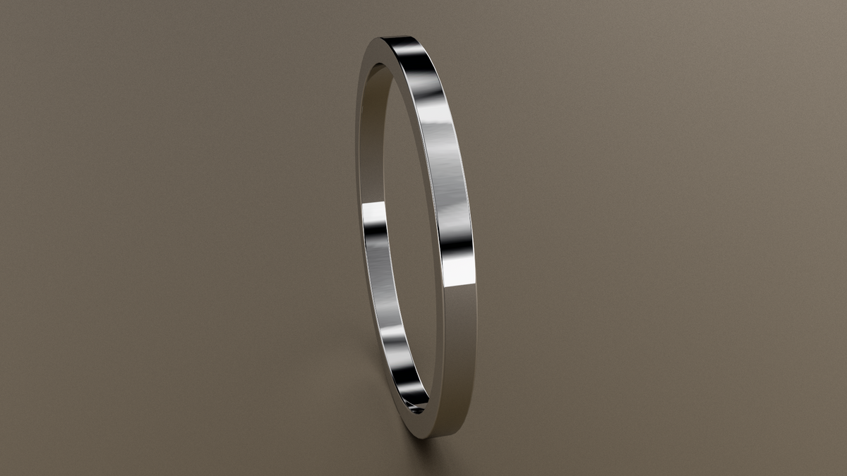 Polished White Gold 1.5mm Flat Wedding Band
