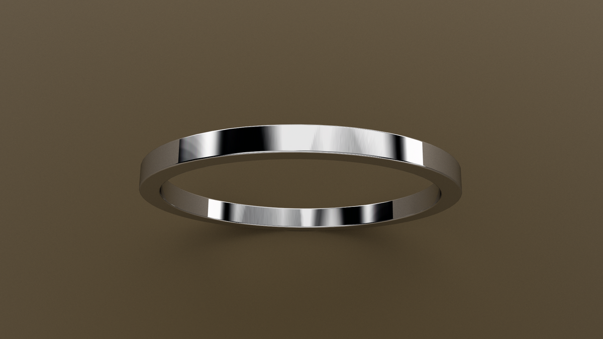 Polished White Gold 1.5mm Flat Wedding Band