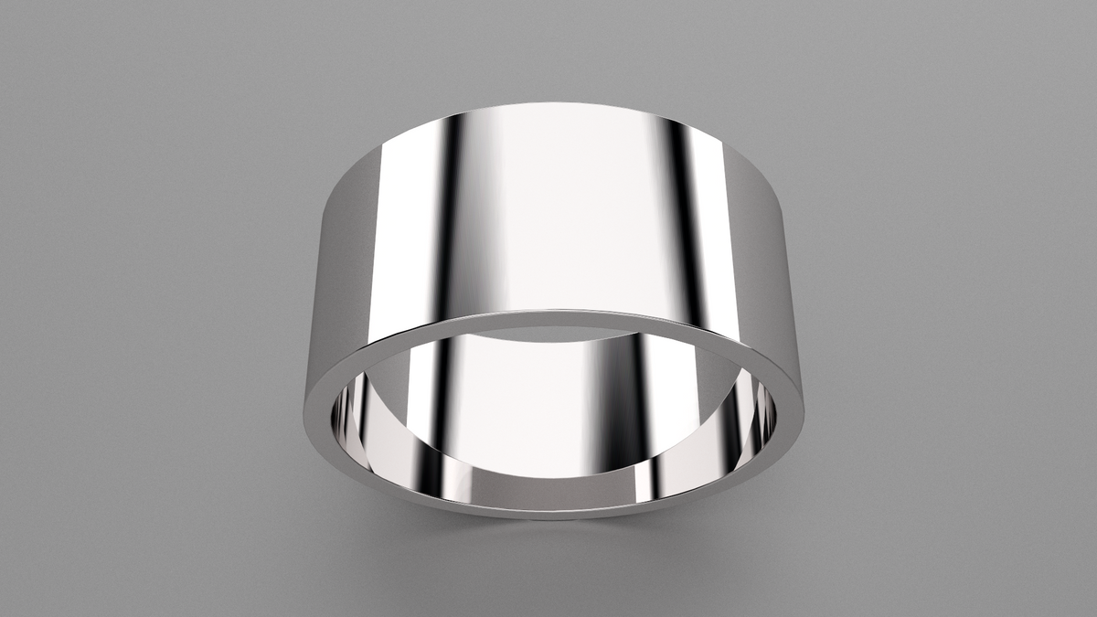 Polished Sterling Silver 10mm Flat Wedding Band