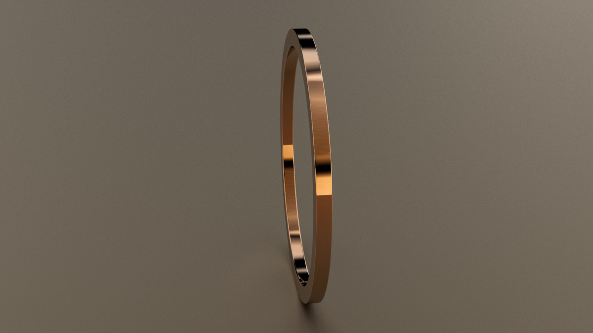 Polished Rose Gold 1mm Flat Wedding Band