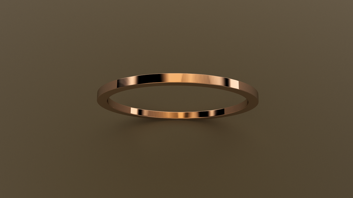 Polished Rose Gold 1mm Flat Wedding Band