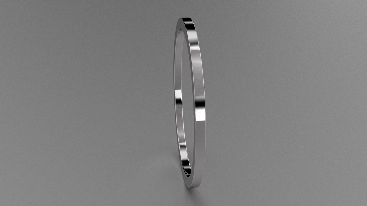 Polished Sterling Silver 1mm Flat Wedding Band