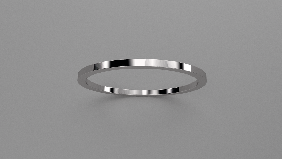 Polished Sterling Silver 1mm Flat Wedding Band