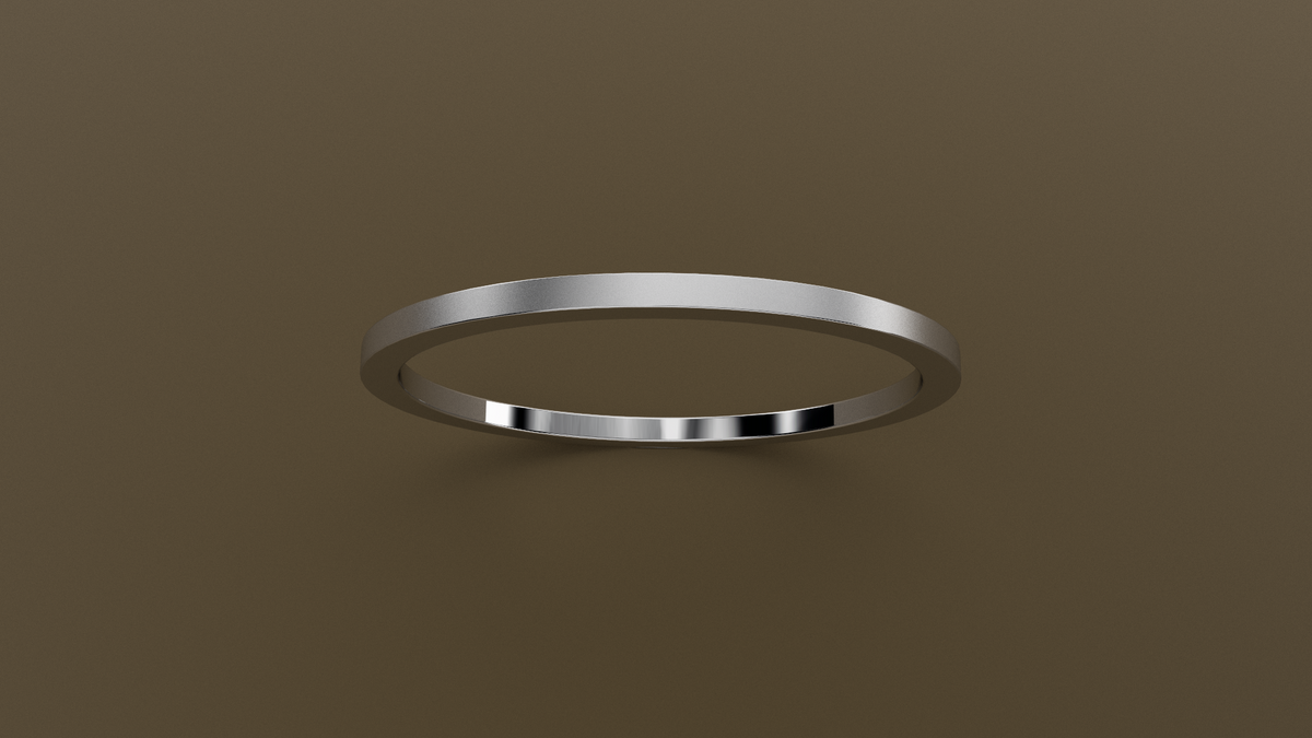 Brushed White Gold 1mm Flat Wedding Band