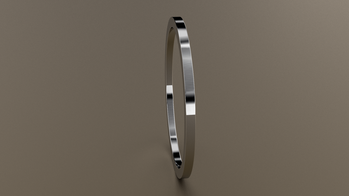 Polished White Gold 1mm Flat Wedding Band