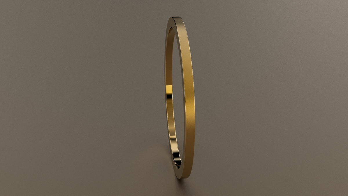 Brushed Yellow Gold 1mm Flat Wedding Band