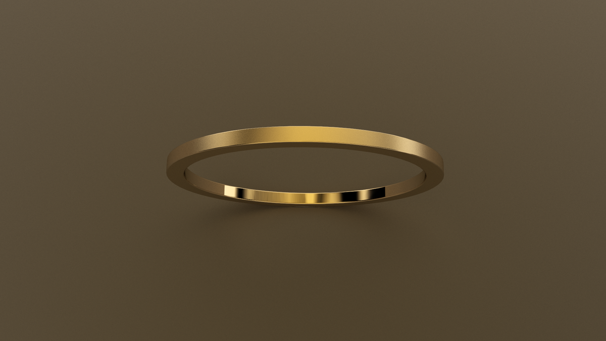 Brushed Yellow Gold 1mm Flat Wedding Band