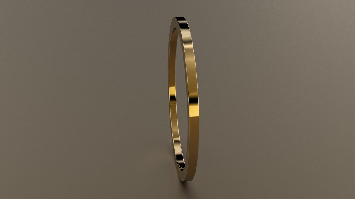 Polished Yellow Gold 1mm Flat Wedding Band