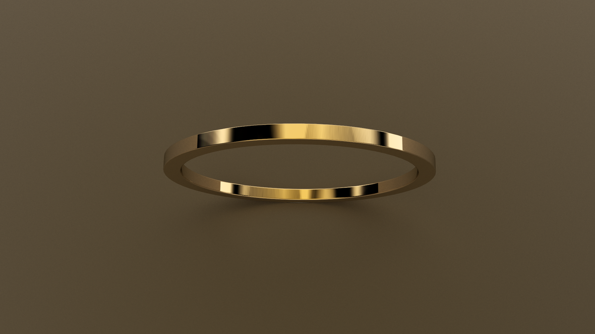 Polished Yellow Gold 1mm Flat Wedding Band