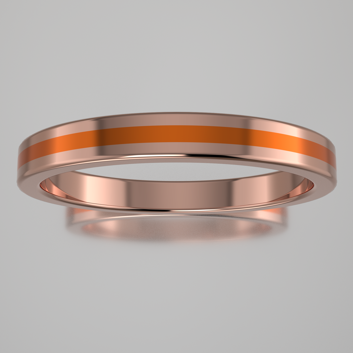 Polished Rose Gold 2.5mm Stacking Ring Orange Resin