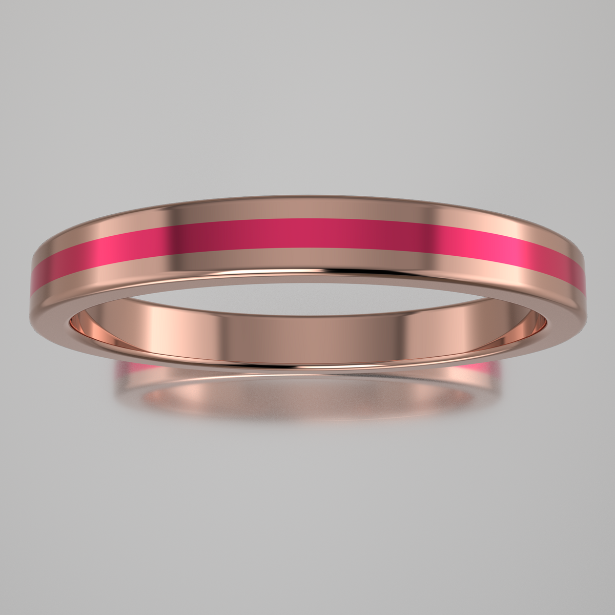 Polished Rose Gold 2.5mm Stacking Ring Pink Resin
