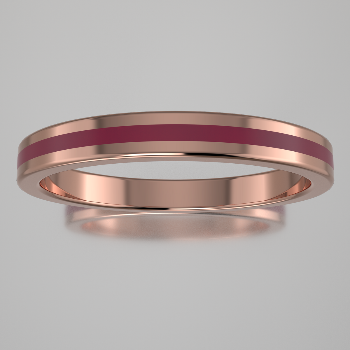 Polished Rose Gold 2.5mm Stacking Transparent Pink Resin