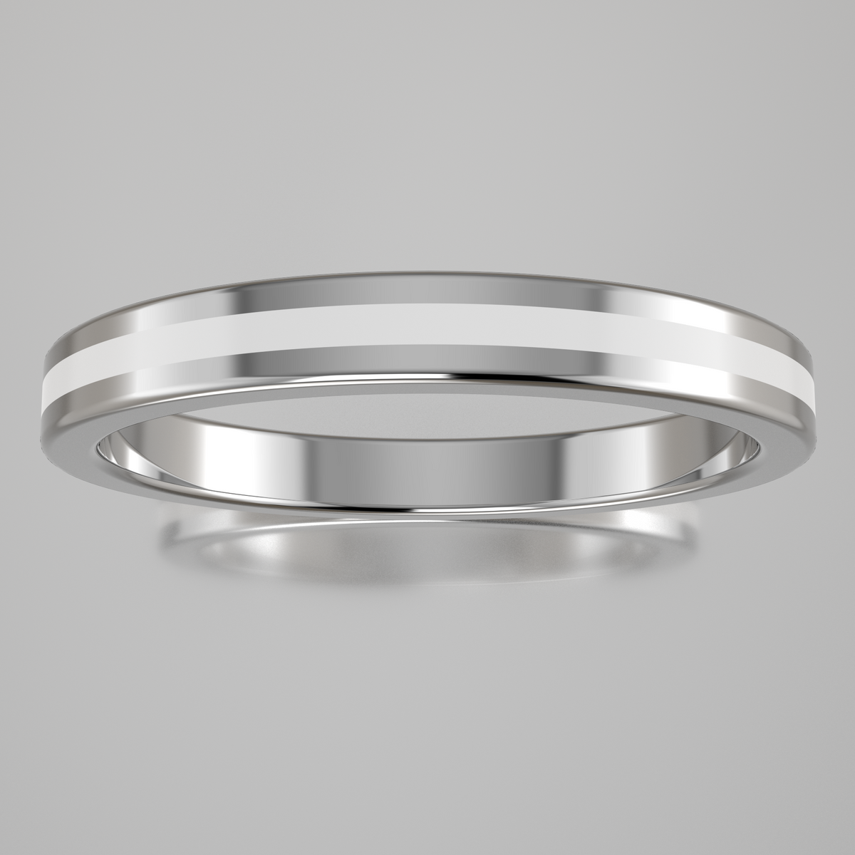 Polished White Gold 2.5mm Stacking Ring White Resin