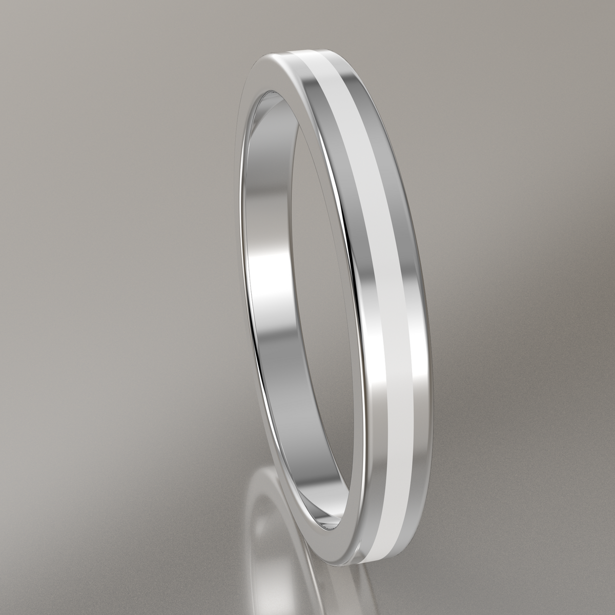 Polished White Gold 2.5mm Stacking Ring White Resin