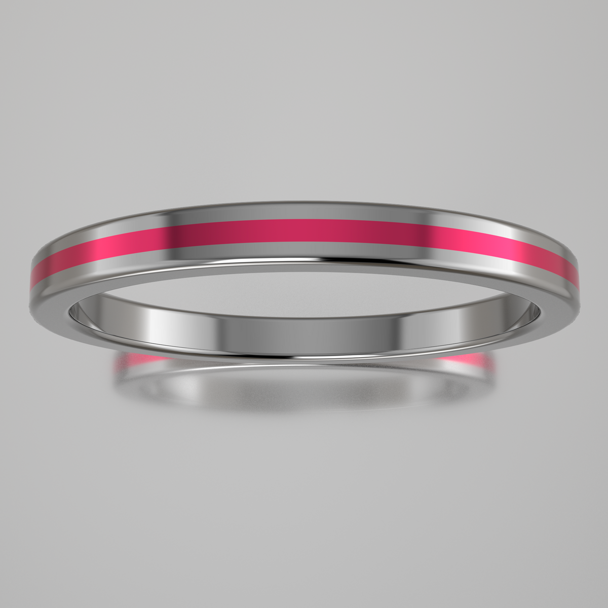 Polished Sterling Silver 2mm Stacking Ring Pink Resin