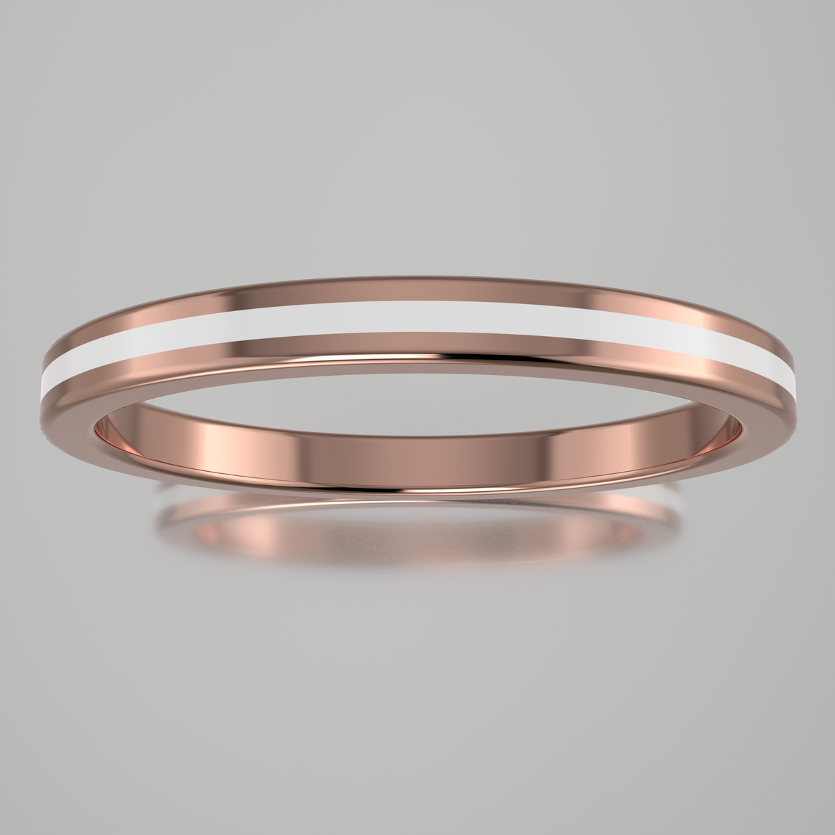 Polished Rose Gold 2mm Stacking Ring White Resin