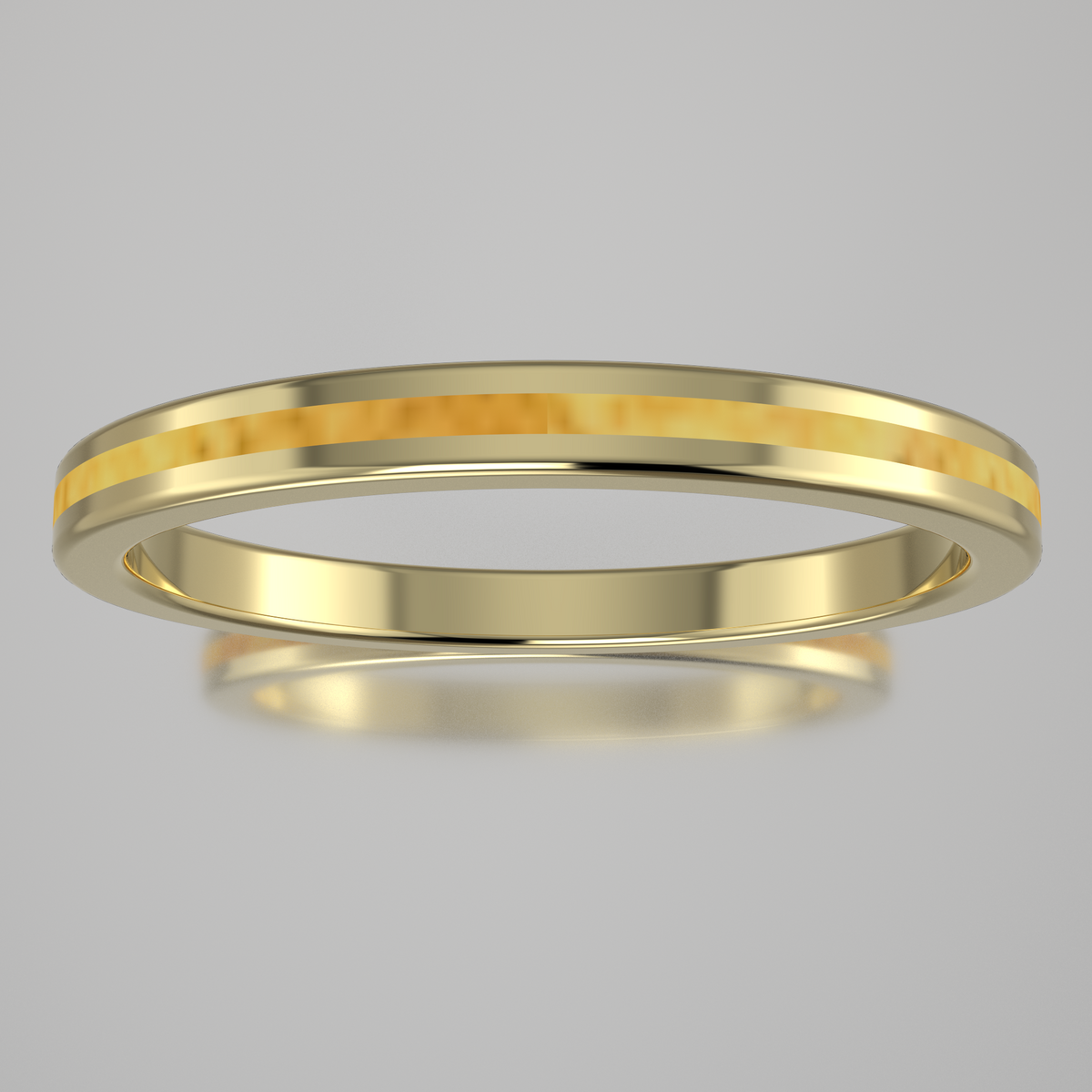 Polished Yellow Gold 2mm Stacking Ring Shimmering Gold Resin