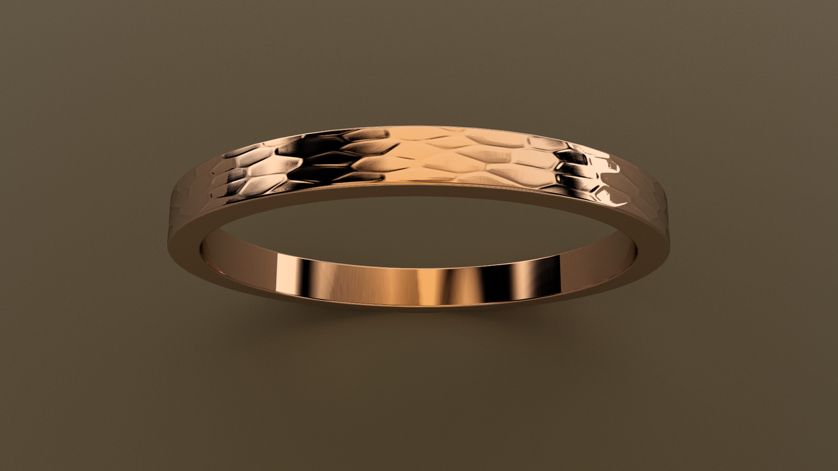 Hammered Rose Gold 2mm Flat Wedding Band