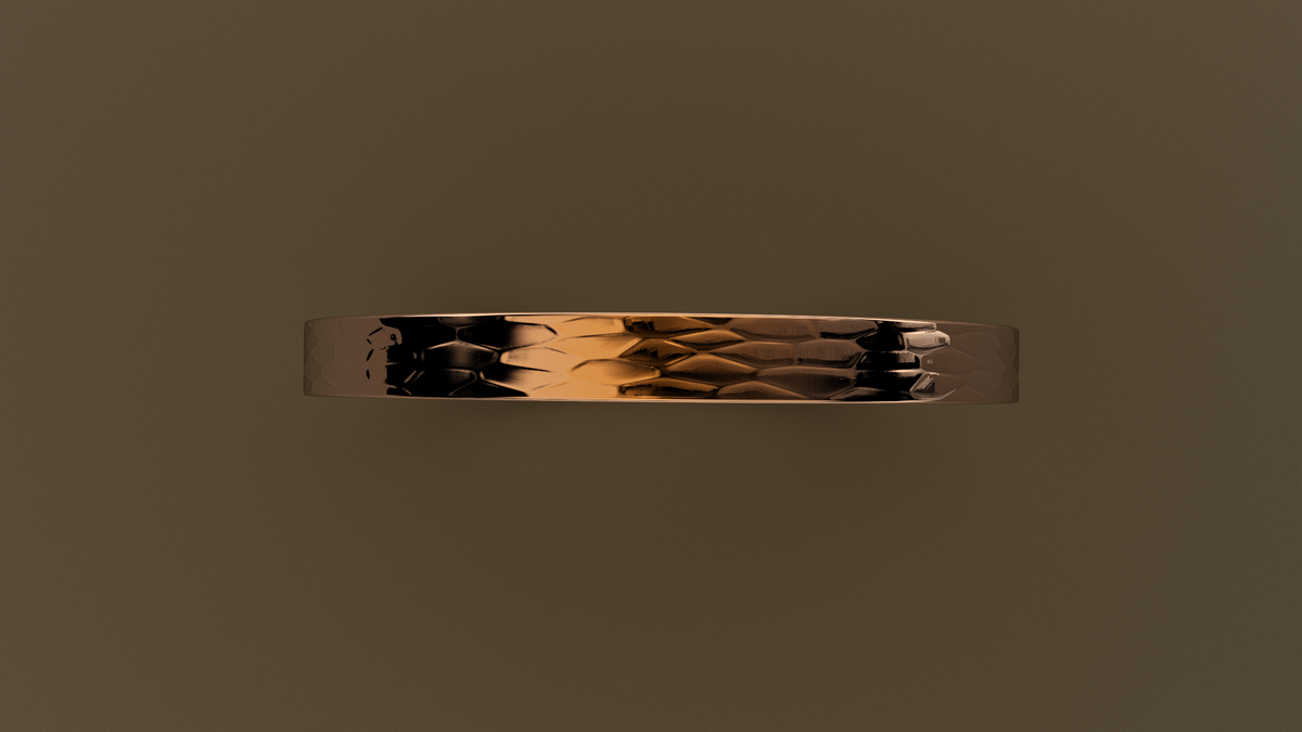 Hammered Rose Gold 2mm Flat Wedding Band