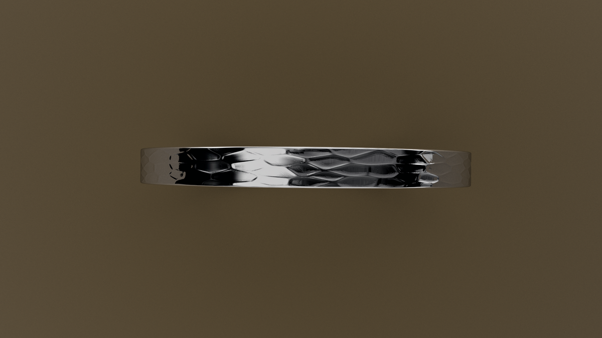 Hammered White Gold 2mm Flat Wedding Band
