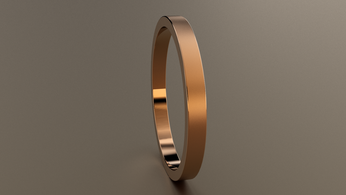 Brushed Rose Gold 2mm Flat Wedding Band