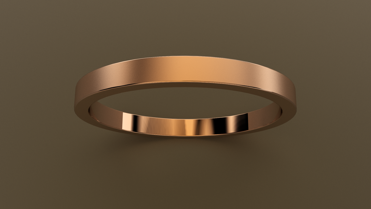 Brushed Rose Gold 2mm Flat Wedding Band