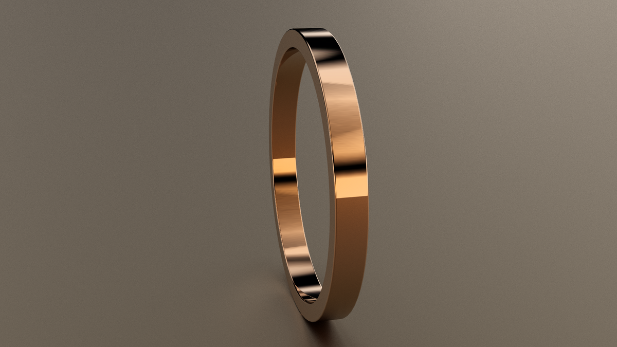 Polished Rose Gold 2mm Flat Wedding Band