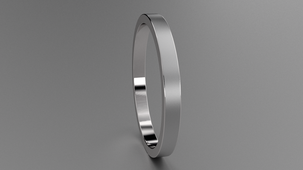 Brushed Sterling Silver 2mm Flat Wedding Band