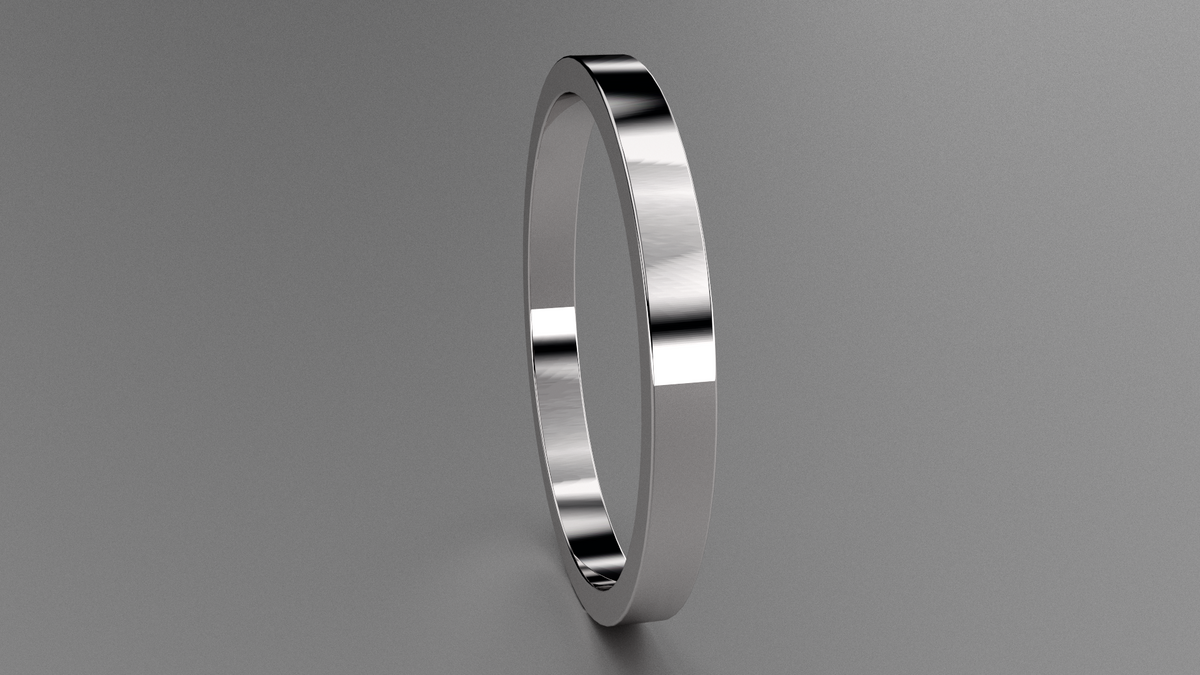 Polished Sterling Silver 2mm Flat Wedding Band