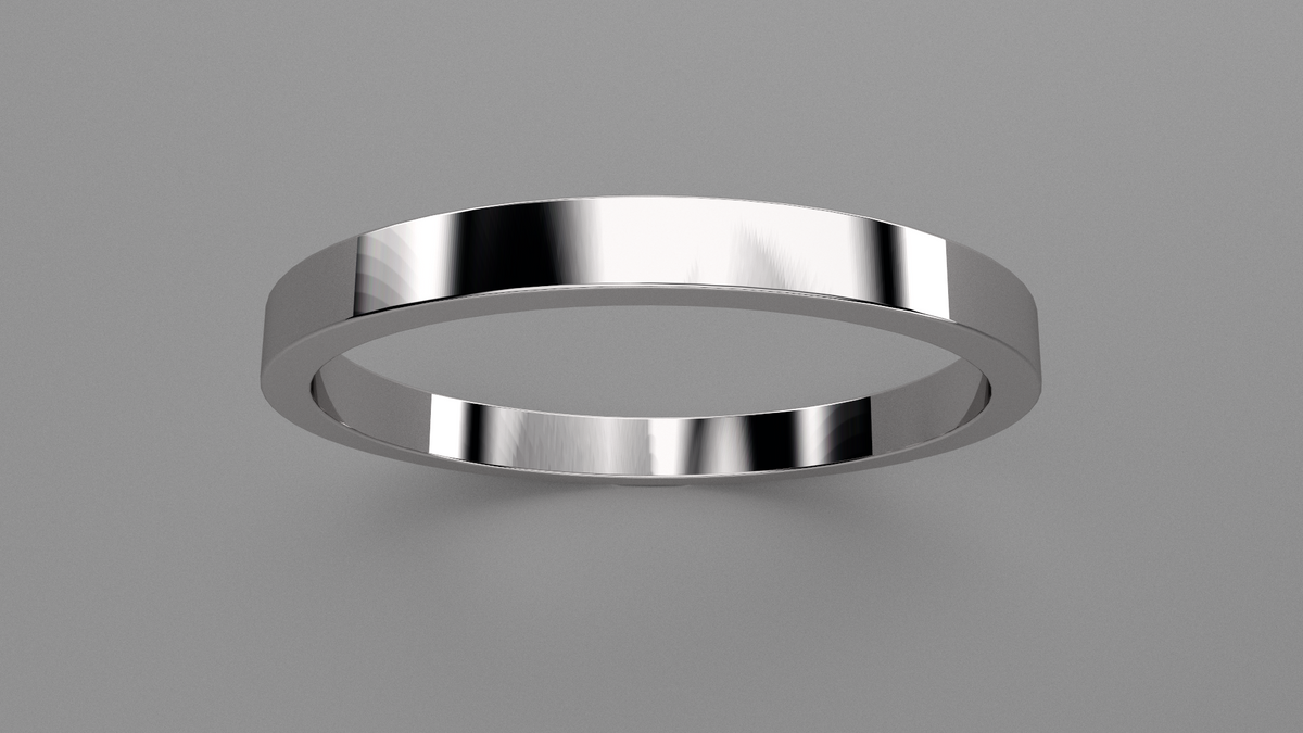Polished Sterling Silver 2mm Flat Wedding Band