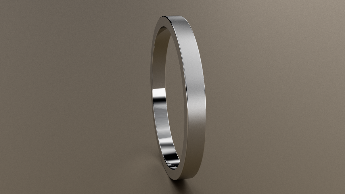 Brushed White Gold 2mm Flat Wedding Band
