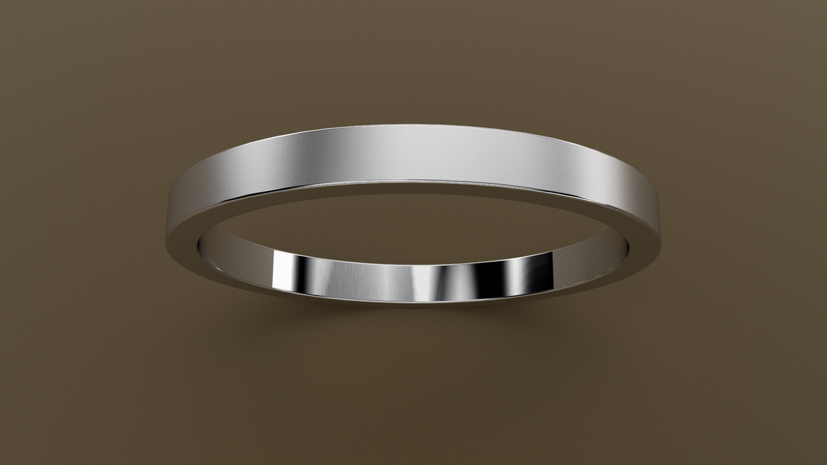 Brushed White Gold 2mm Flat Wedding Band