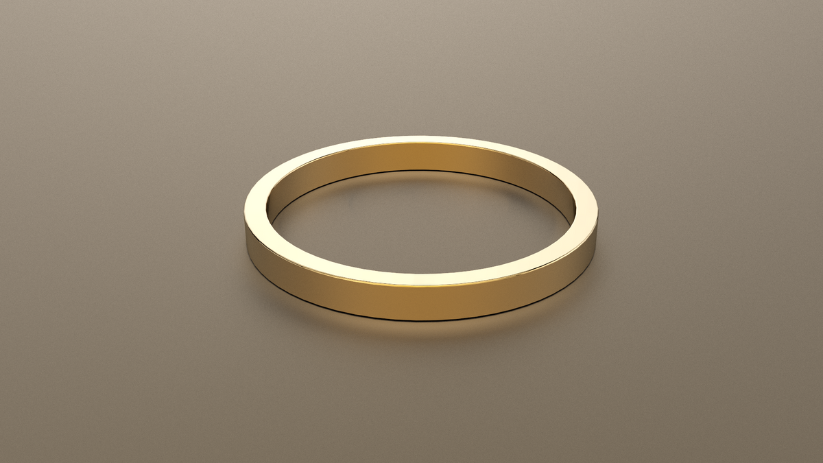 Polished Yellow Gold 2mm Flat Wedding Band