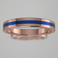 Polished Rose Gold 3mm Stacking Ring Blue Resin