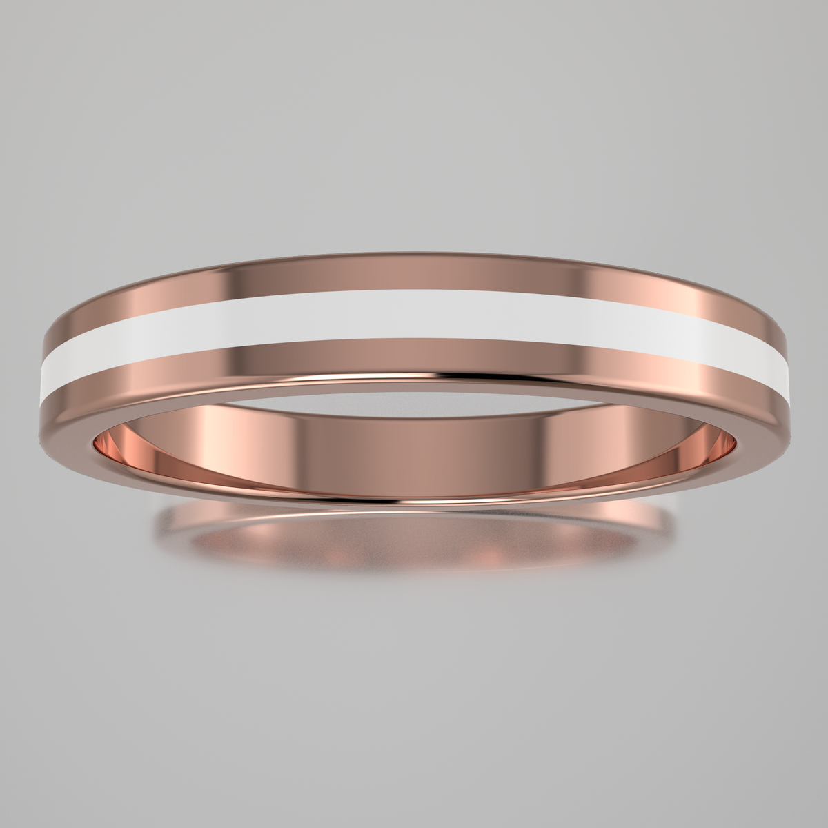 Polished Rose Gold 3mm Stacking Ring White Resin