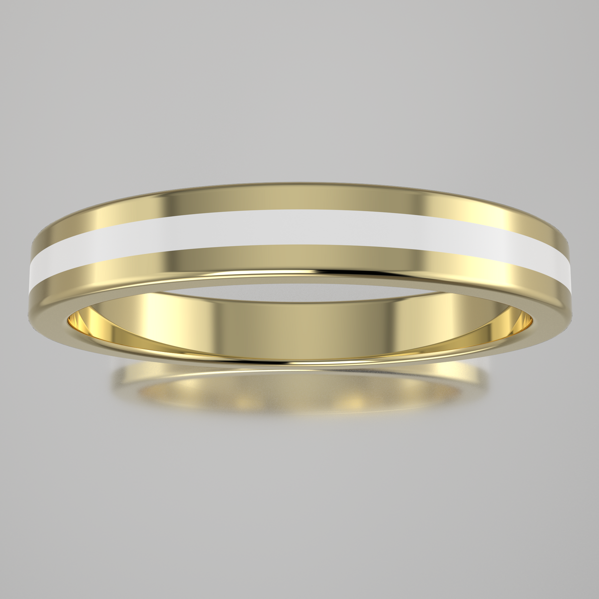 Polished Yellow Gold 3mm Stacking Ring White Resin