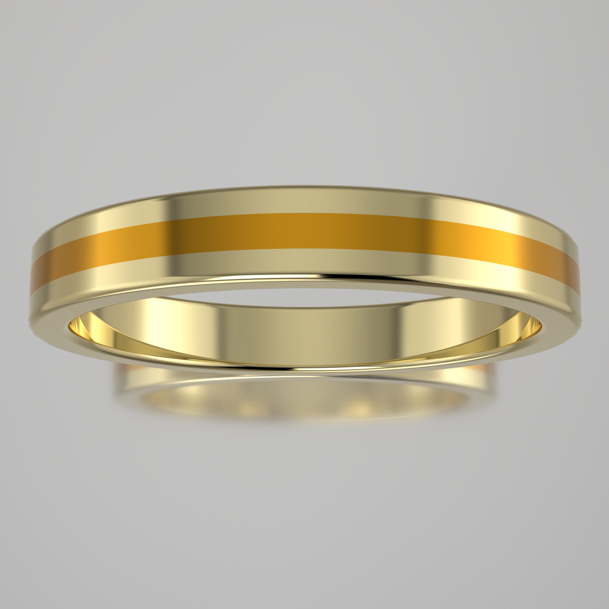 Polished Yellow Gold 3mm Stacking Ring Yellow Resin