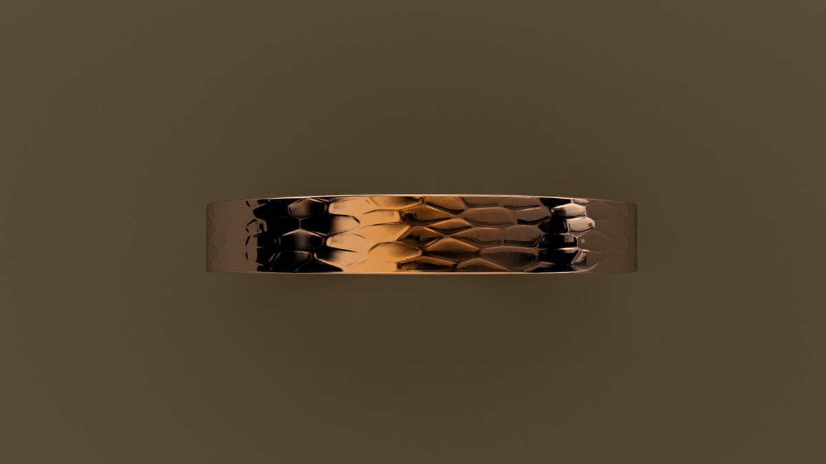 Hammered Rose Gold 3mm Flat Wedding Band