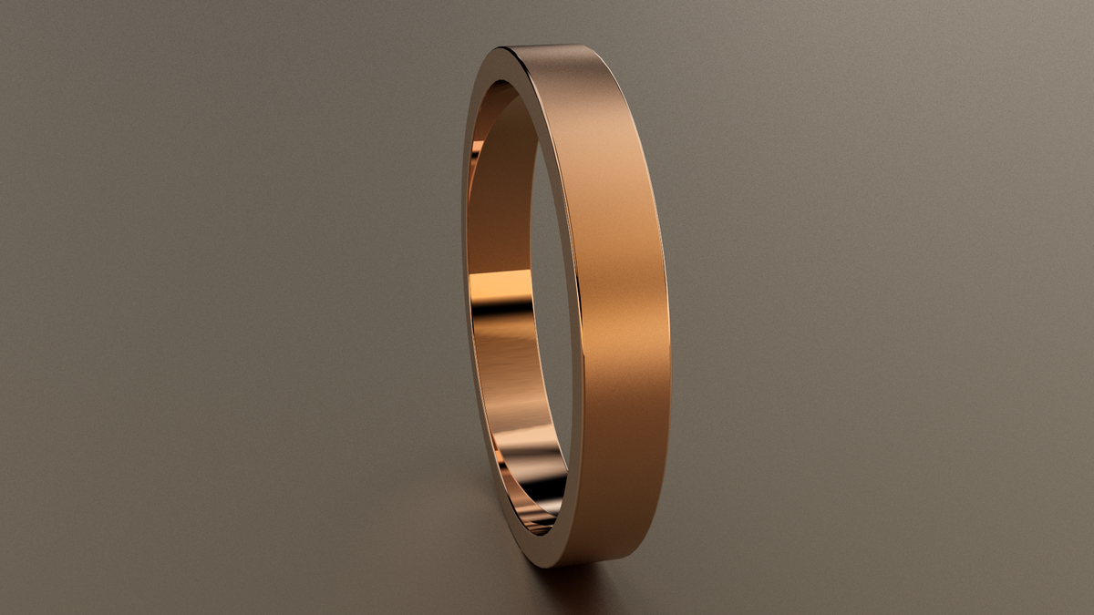 Brushed Rose Gold 3mm Flat Wedding Band