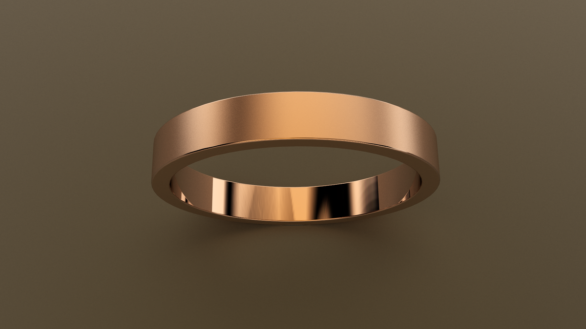 Brushed Rose Gold 3mm Flat Wedding Band