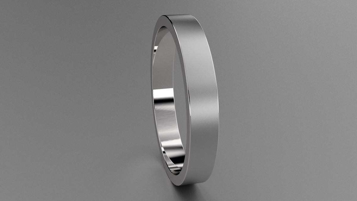 Brushed Sterling Silver 3mm Flat Wedding Band