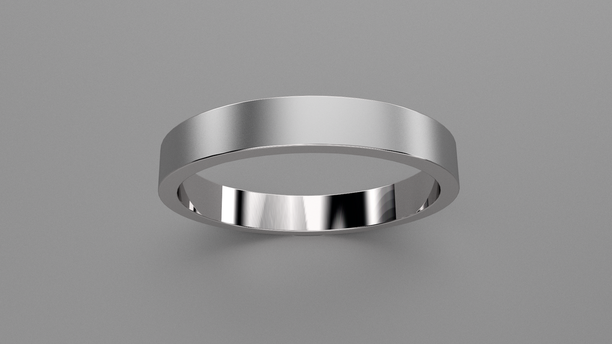 Brushed Sterling Silver 3mm Flat Wedding Band