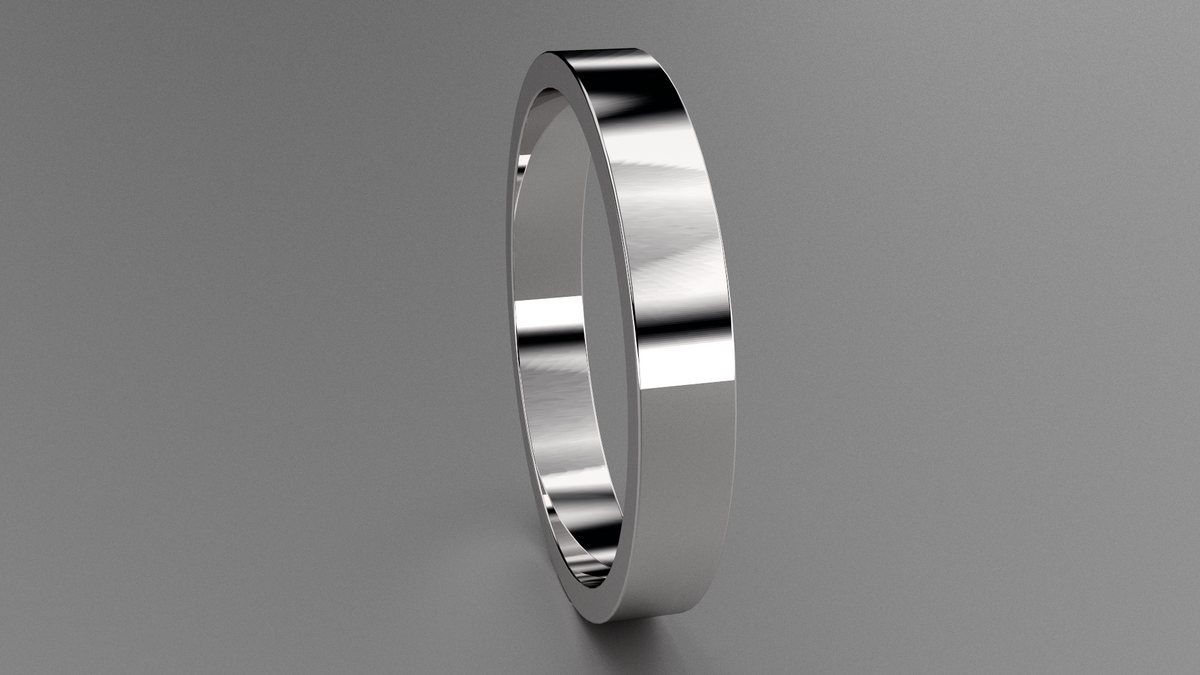 Polished Sterling Silver 3mm Flat Wedding Band