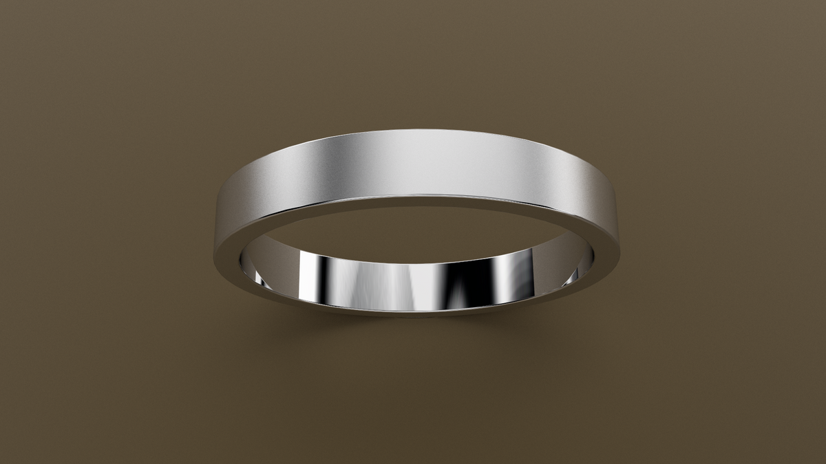 Brushed White Gold 3mm Flat Wedding Band