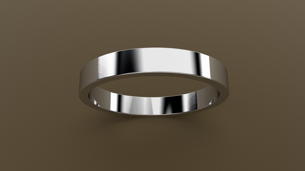 Polished White Gold 3mm Flat Wedding Band