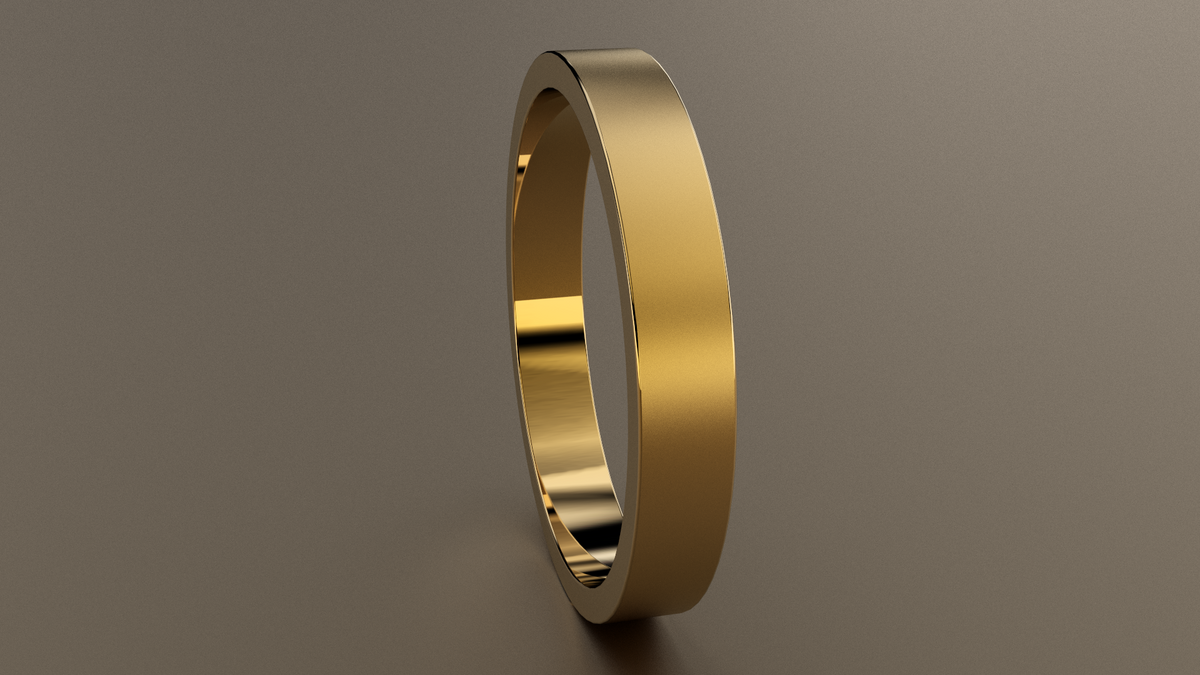 Brushed Yellow Gold 3mm Flat Wedding Band